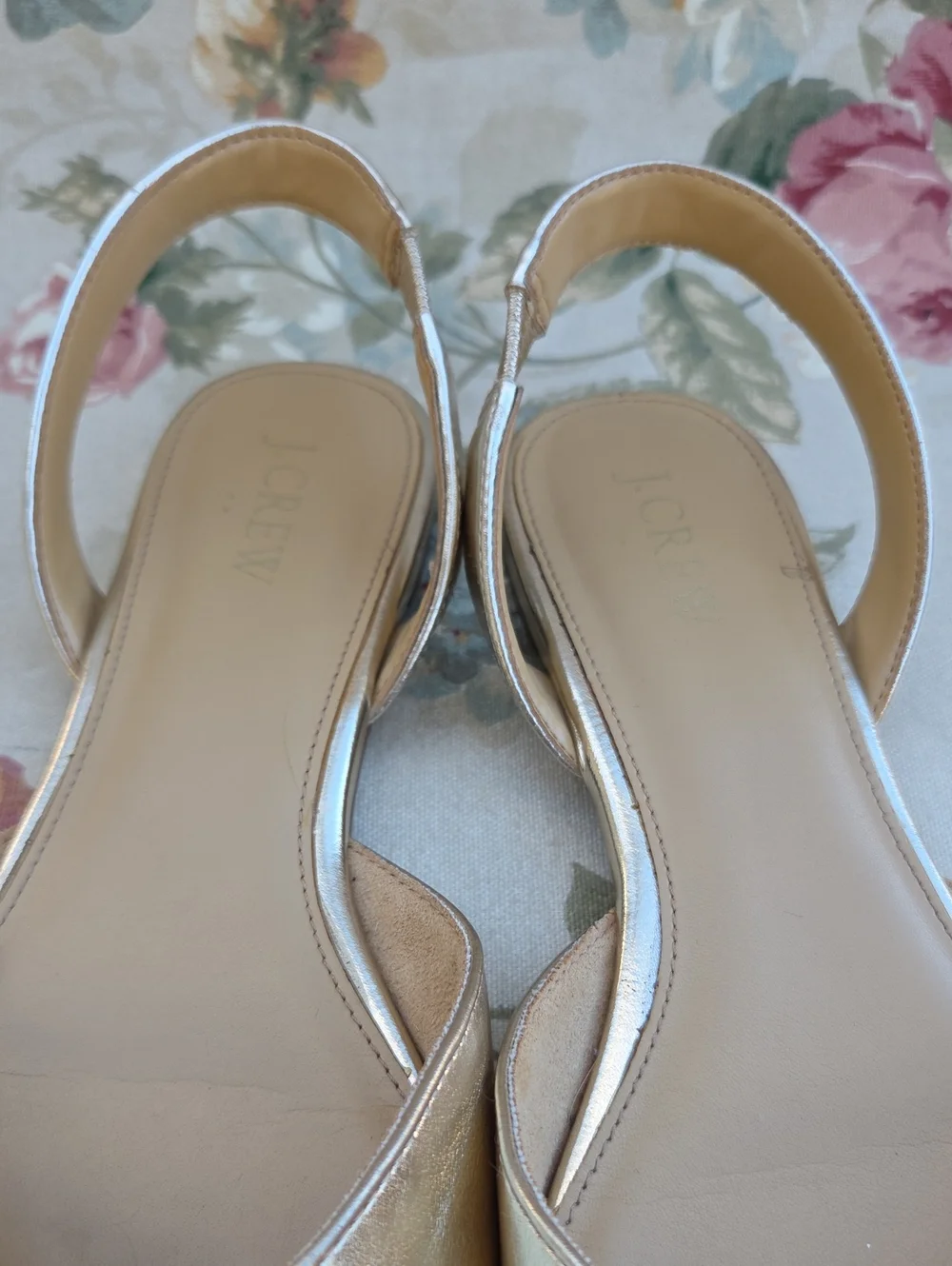 J.Crew Metallic Gold Pointed-Toe Slingback Flats Women's 9